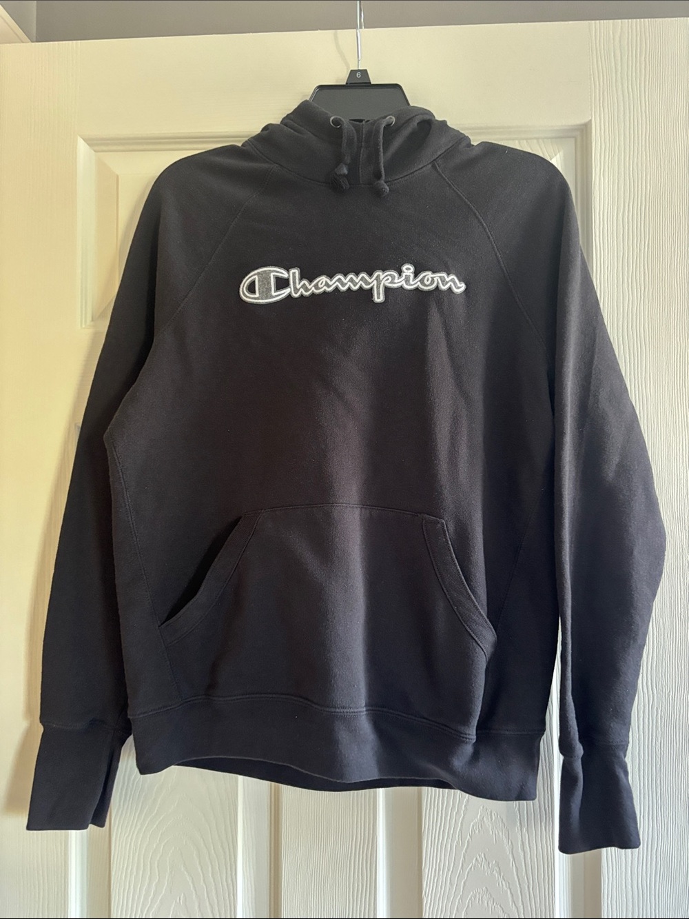 Champion Black Crewneck Pullover with White Logo